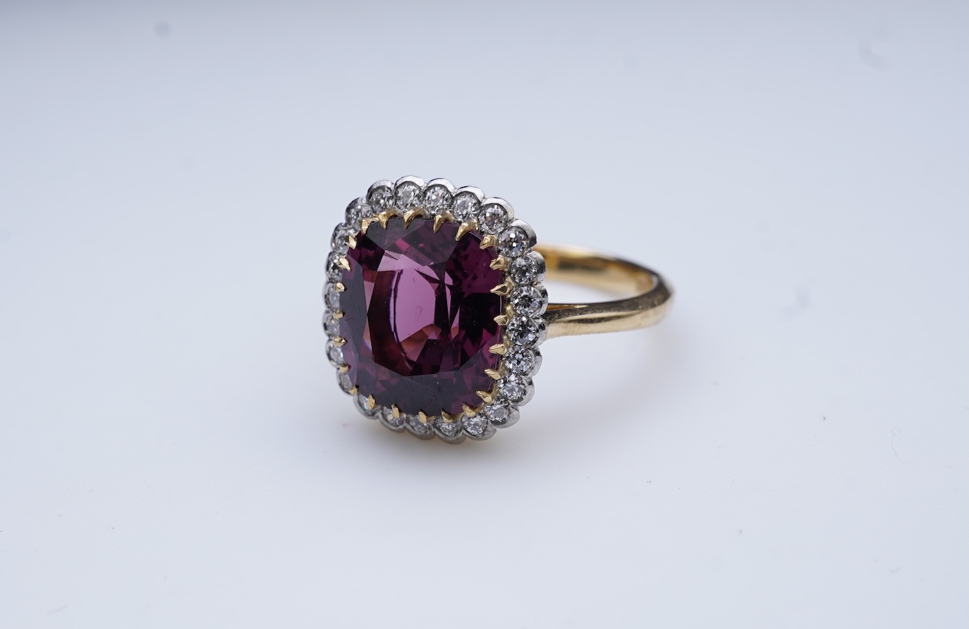An attractive spinel and diamond ring